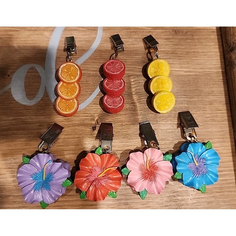 7 Boston Warehouse Hand Painted‎ Ceramic CITUS Fruit/HIBISCUS Tablecloth Weights